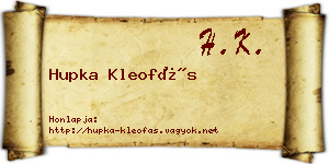 Hupka Kleofás névjegykártya